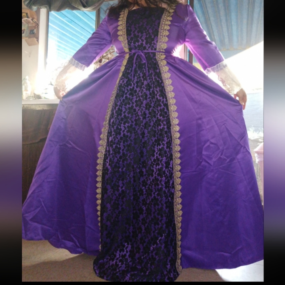 Elegant Purple and Black Women's Dress